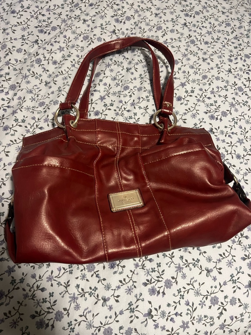 Red Leather Shoulder Bag Y2K Purse